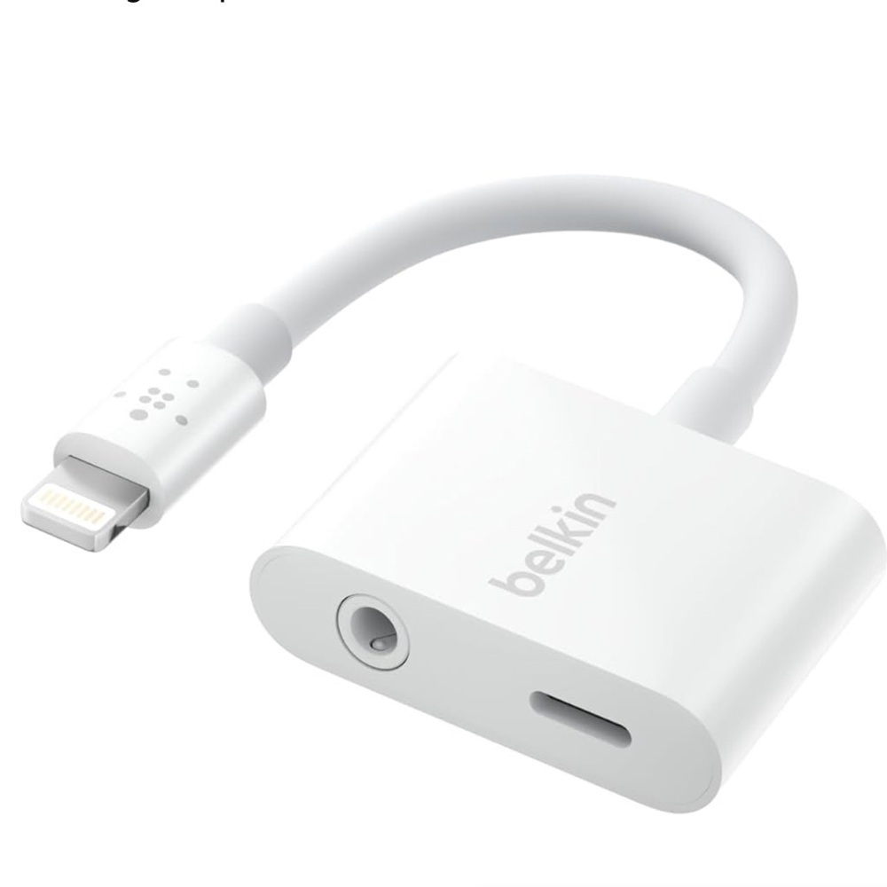 Belkin White Lightning Audio and Charger Adapter